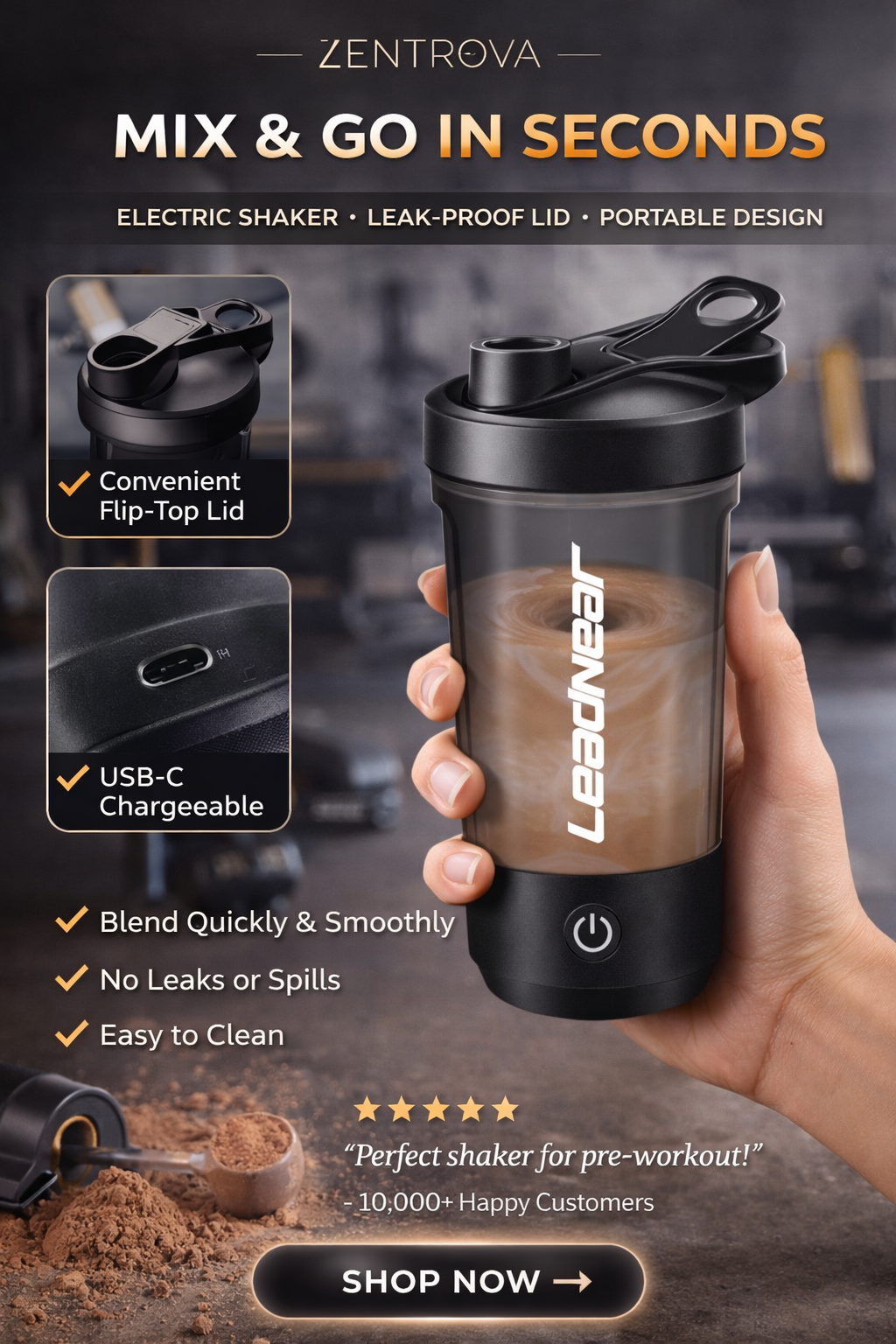 SmartMix™ Pro – Rechargeable Protein Shaker with Built-In Digital Scale